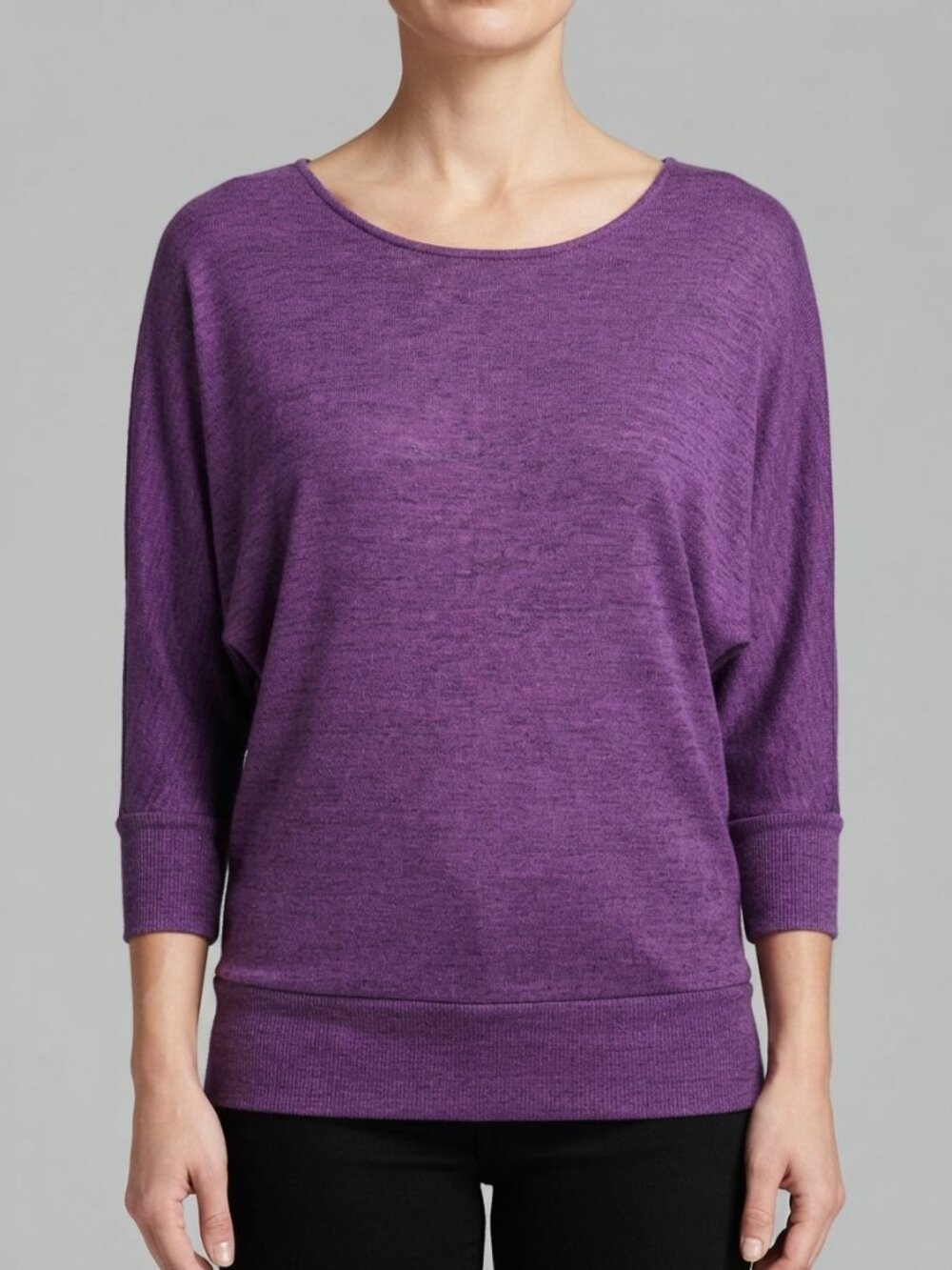 Olivia Blu Purple Marled Dolman Sleeve Knit Top S